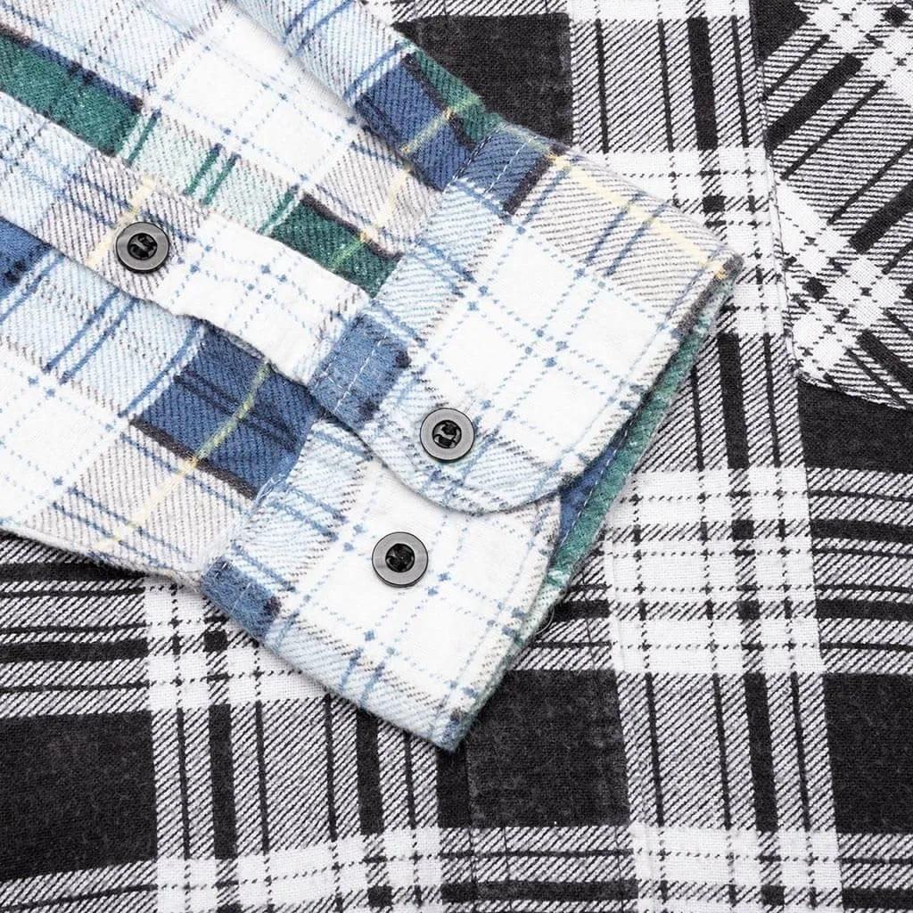 Flannel Shirt 7 Cuts Zipped Wide Shirt - Assorted