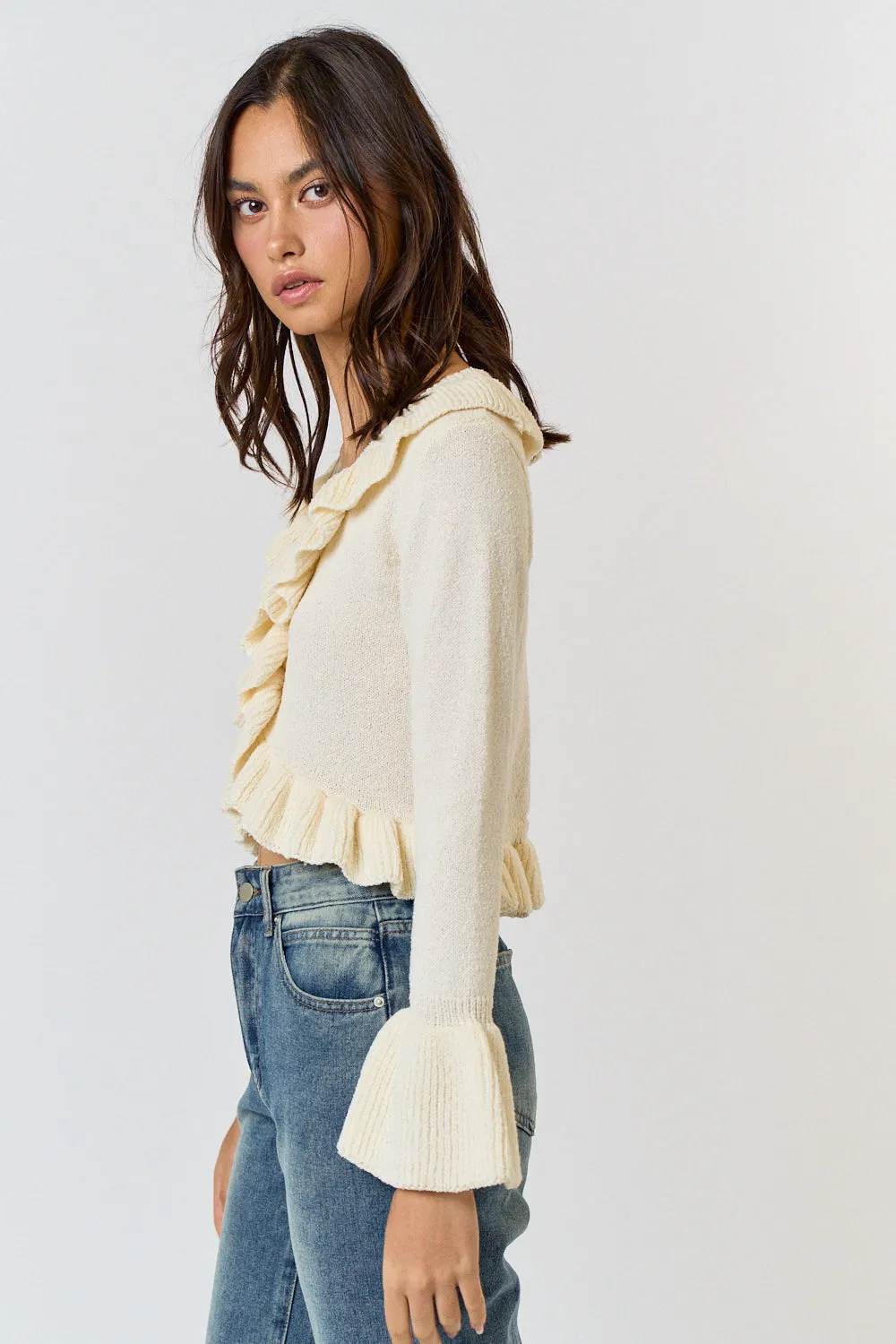 Frill Sweater Cardigan