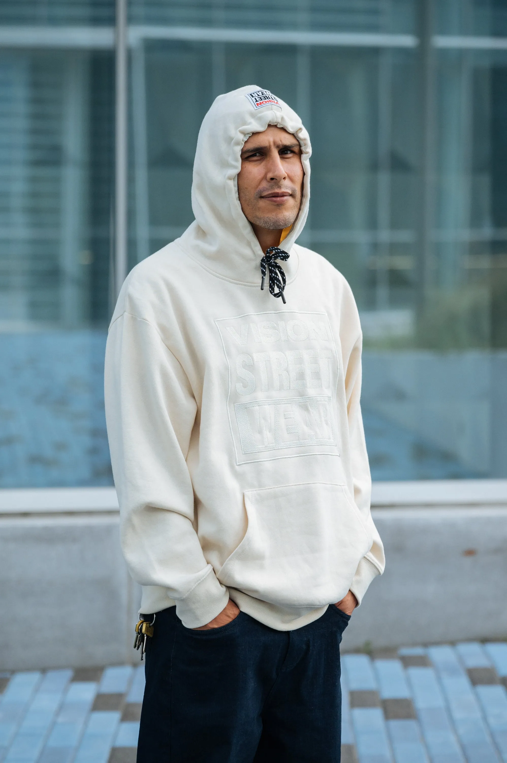 Front Embroided Logo Hoodie - Bone