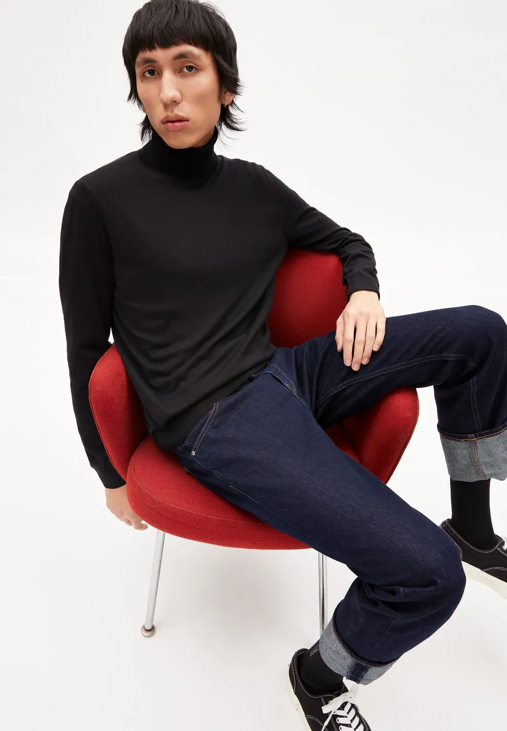 Glaan Knitted Turtleneck Sweater Black Organic Cotton