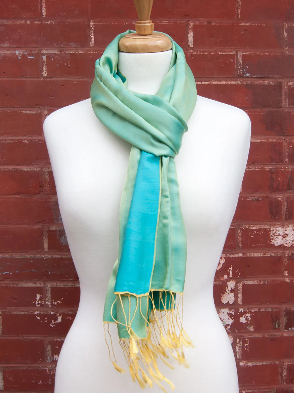 Green-Blue Two Tone Silk Scarf