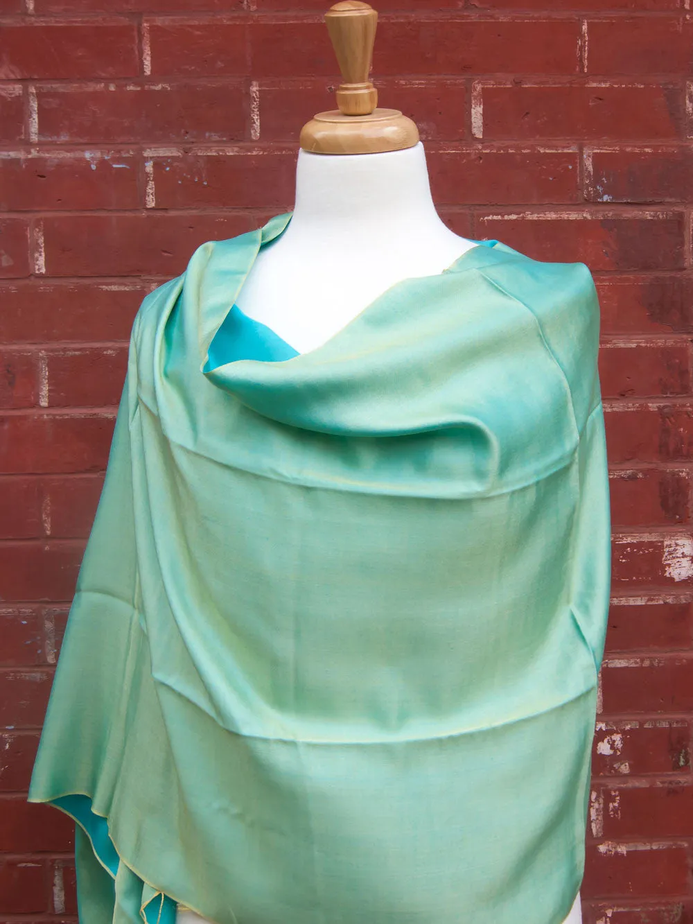 Green-Blue Two Tone Silk Scarf