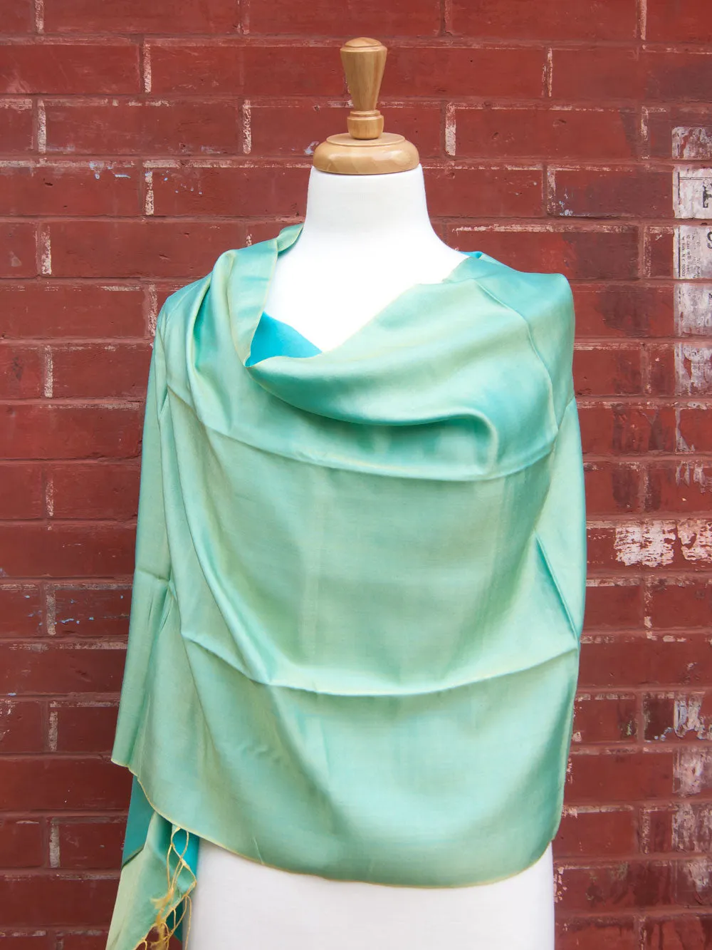 Green-Blue Two Tone Silk Scarf