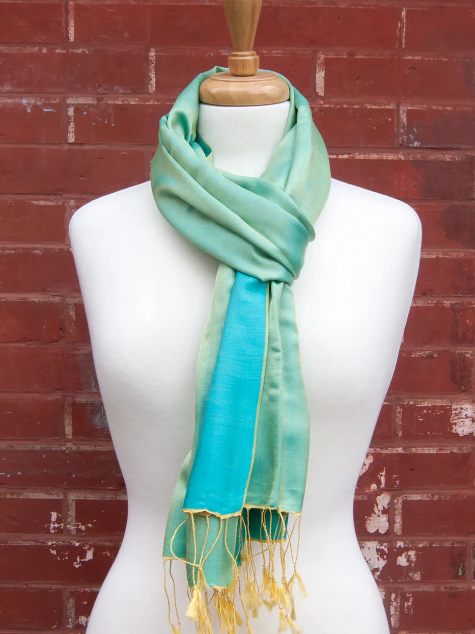 Green-Blue Two Tone Silk Scarf