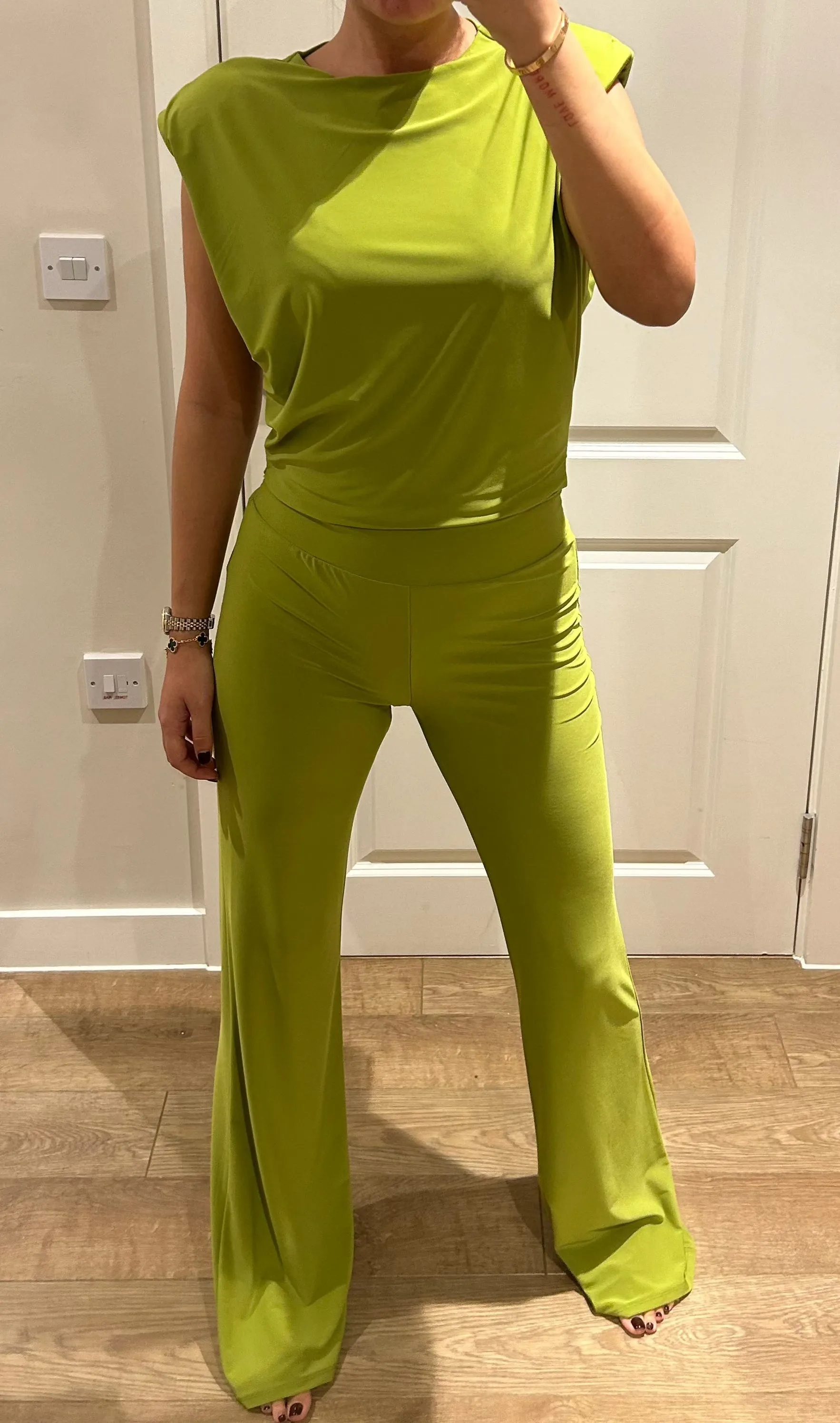 Green Shoulder Pad Lounge Suit