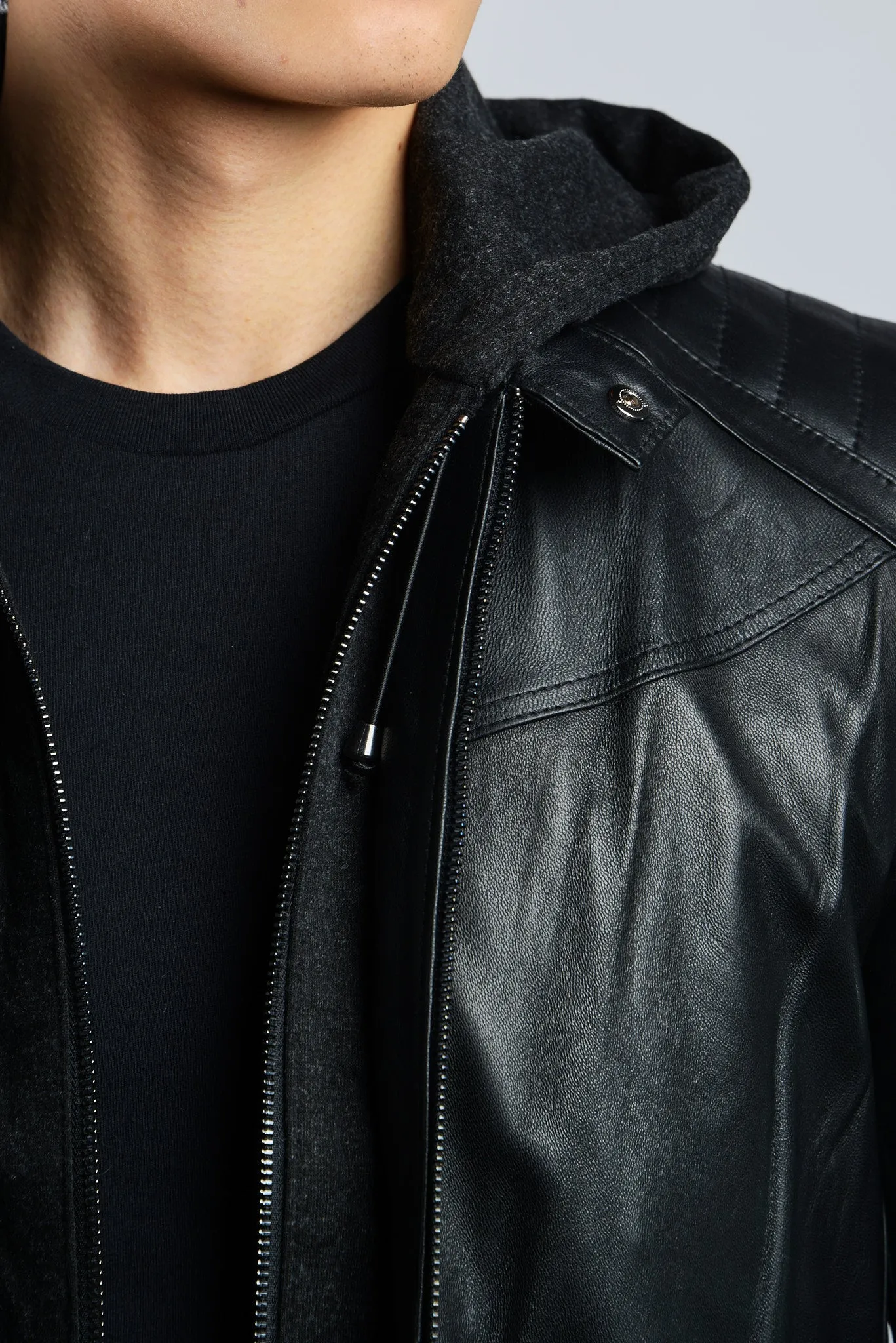 Holloway Moto Leather Jacket w/Hoody