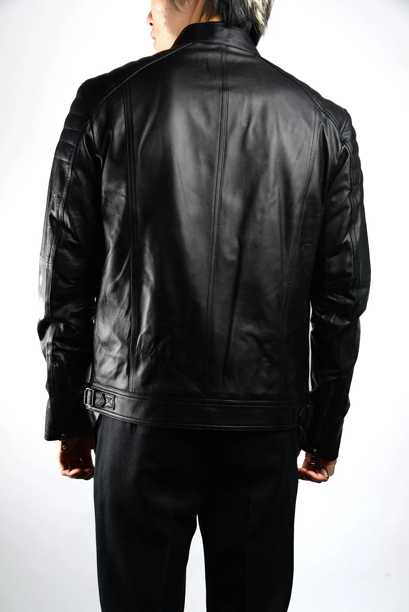 Holloway Stand Up Collar Moto Leather Jacket