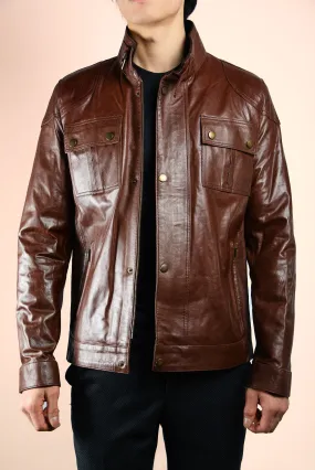 Holloway Stand Up Collar Moto Leather Jacket