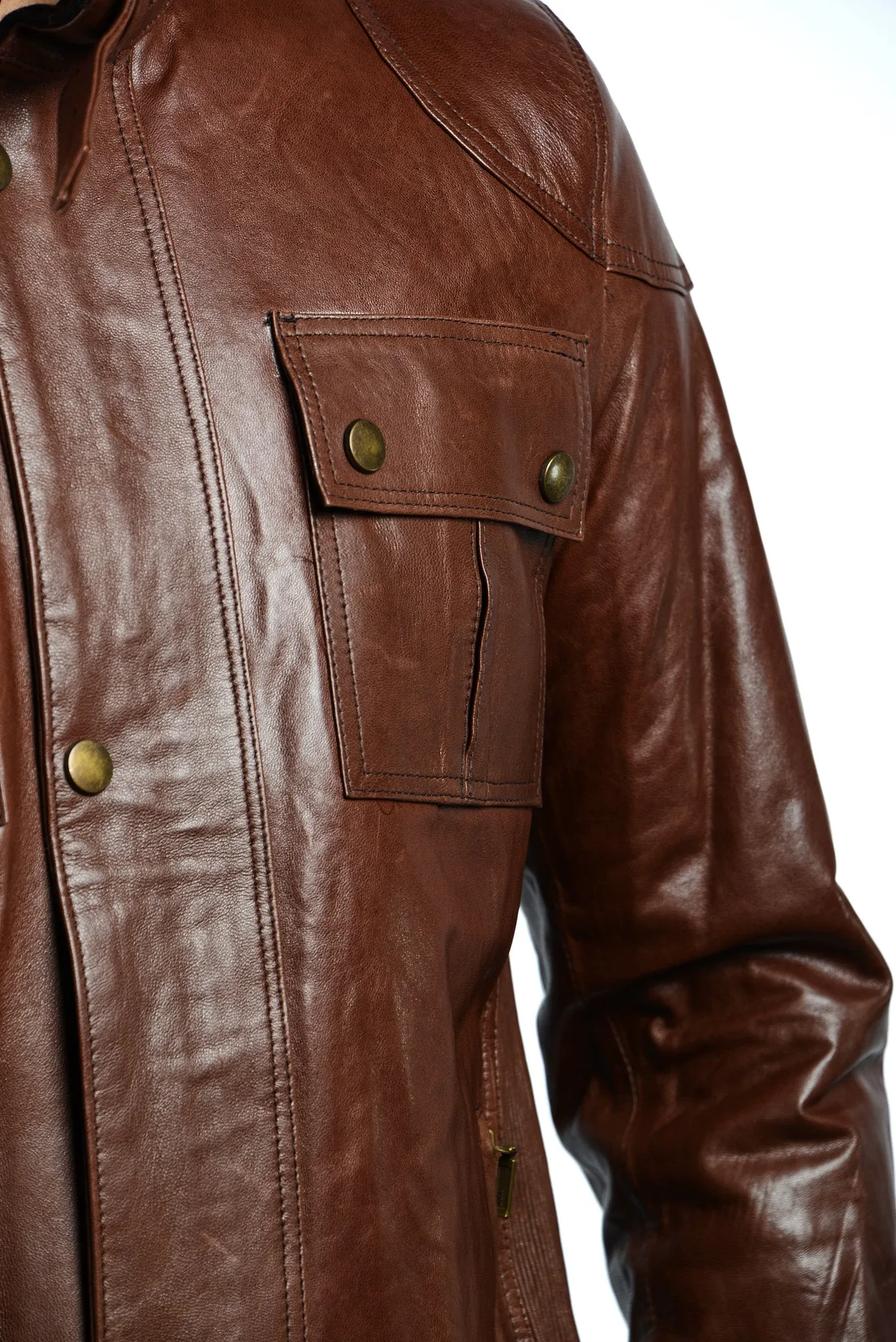 Holloway Stand Up Collar Moto Leather Jacket