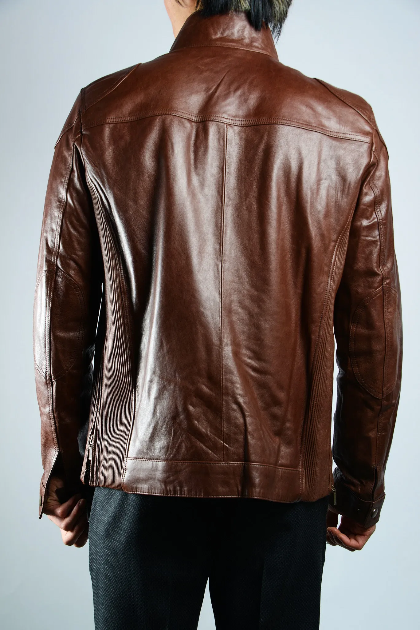 Holloway Stand Up Collar Moto Leather Jacket