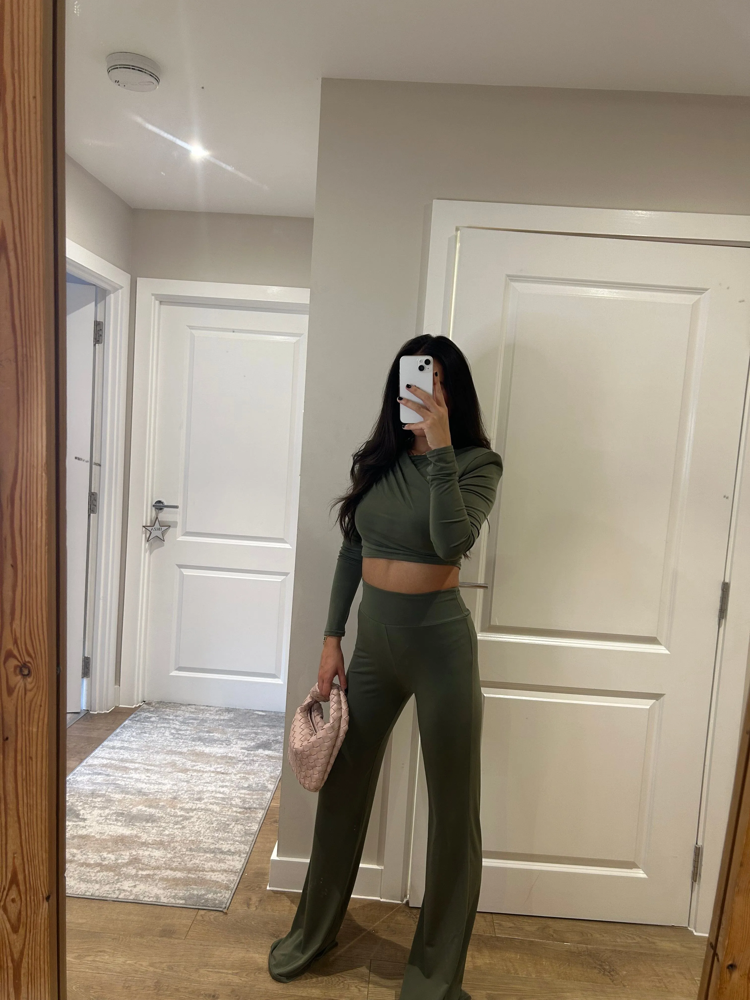 Khaki Cross Over Crop Suit