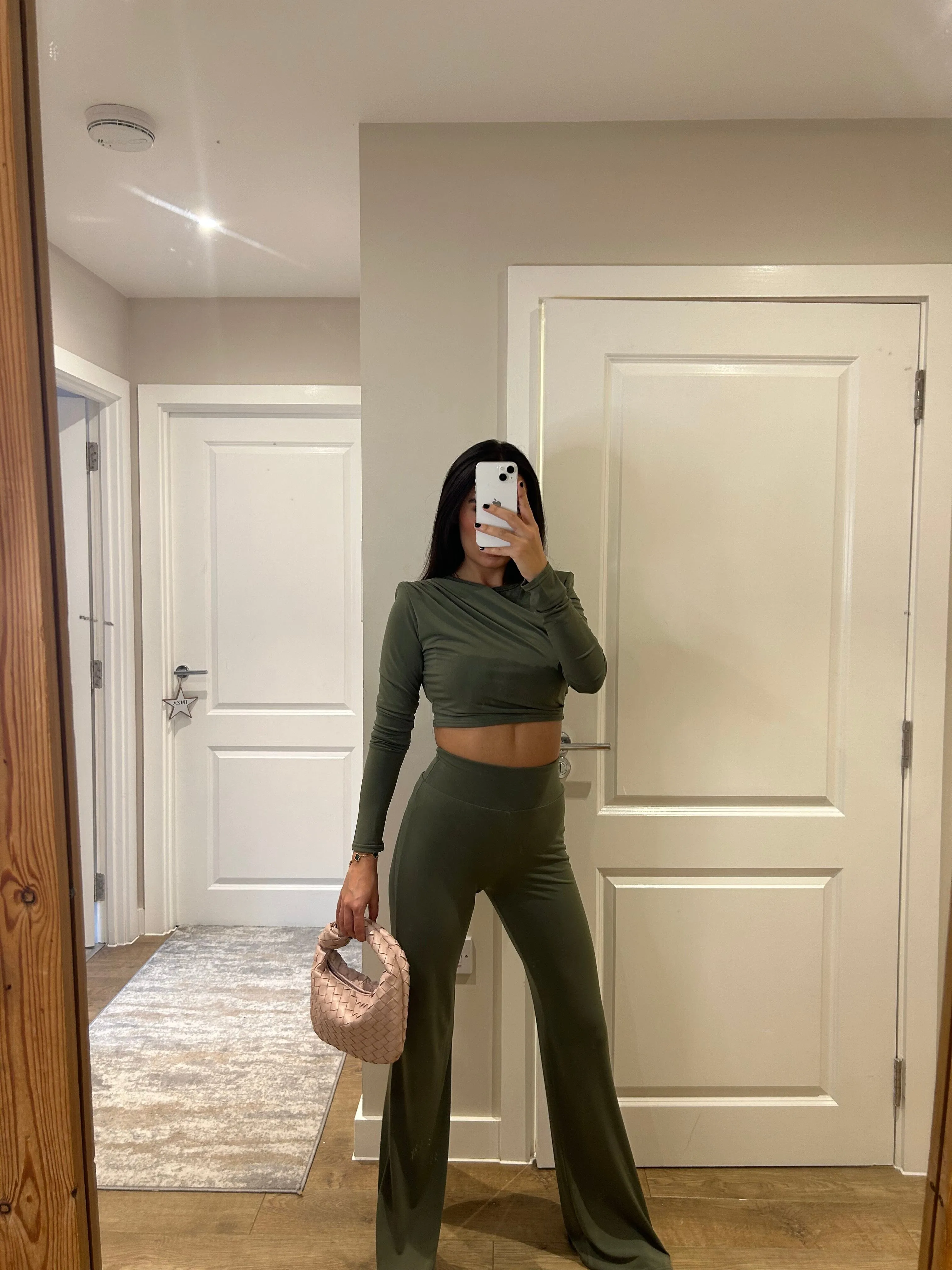 Khaki Cross Over Crop Suit