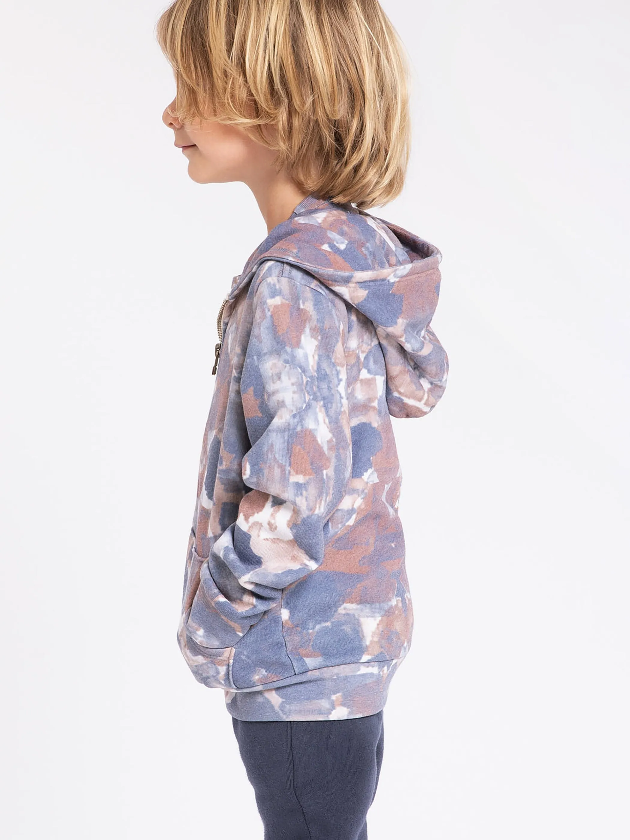 Kids Watercolor Camo Zip Hoodie