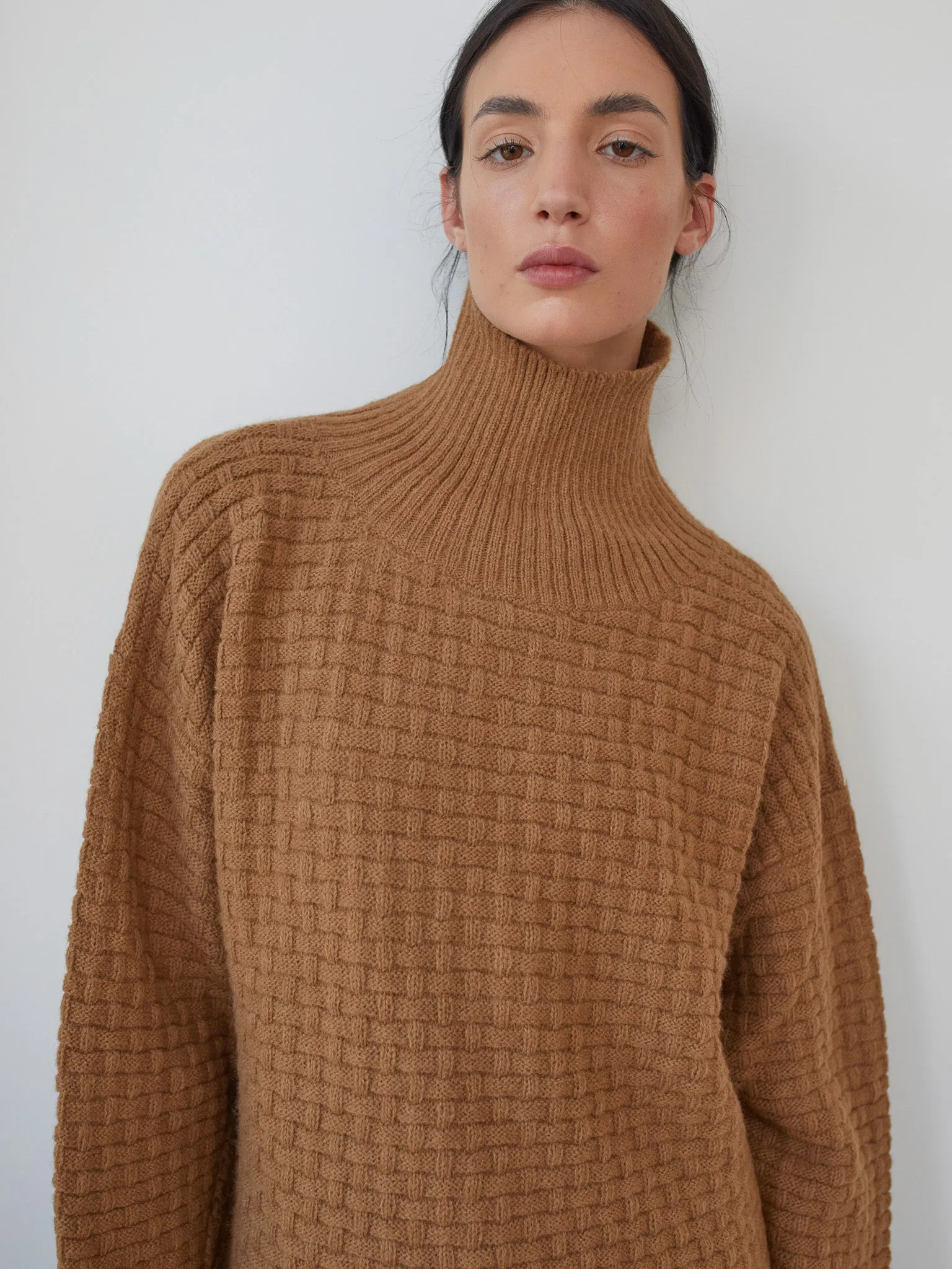 Lattice Turtleneck in Fawn