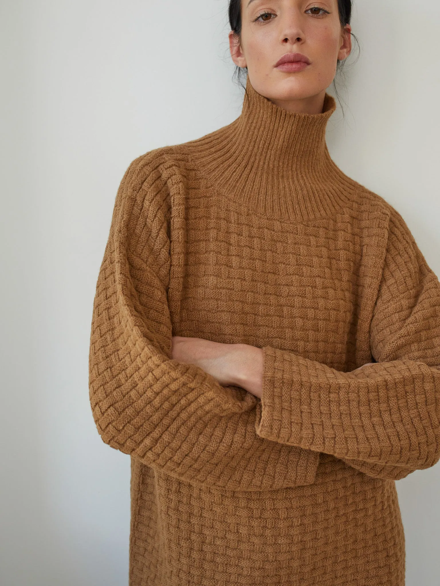 Lattice Turtleneck in Fawn