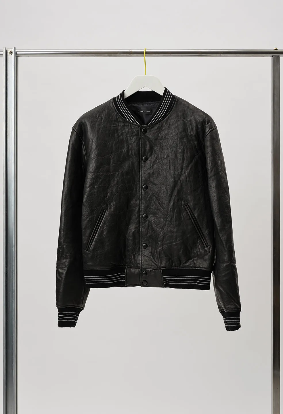 Leather Stadium Jacket / Black