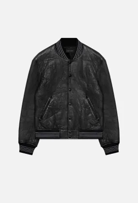 Leather Stadium Jacket / Black