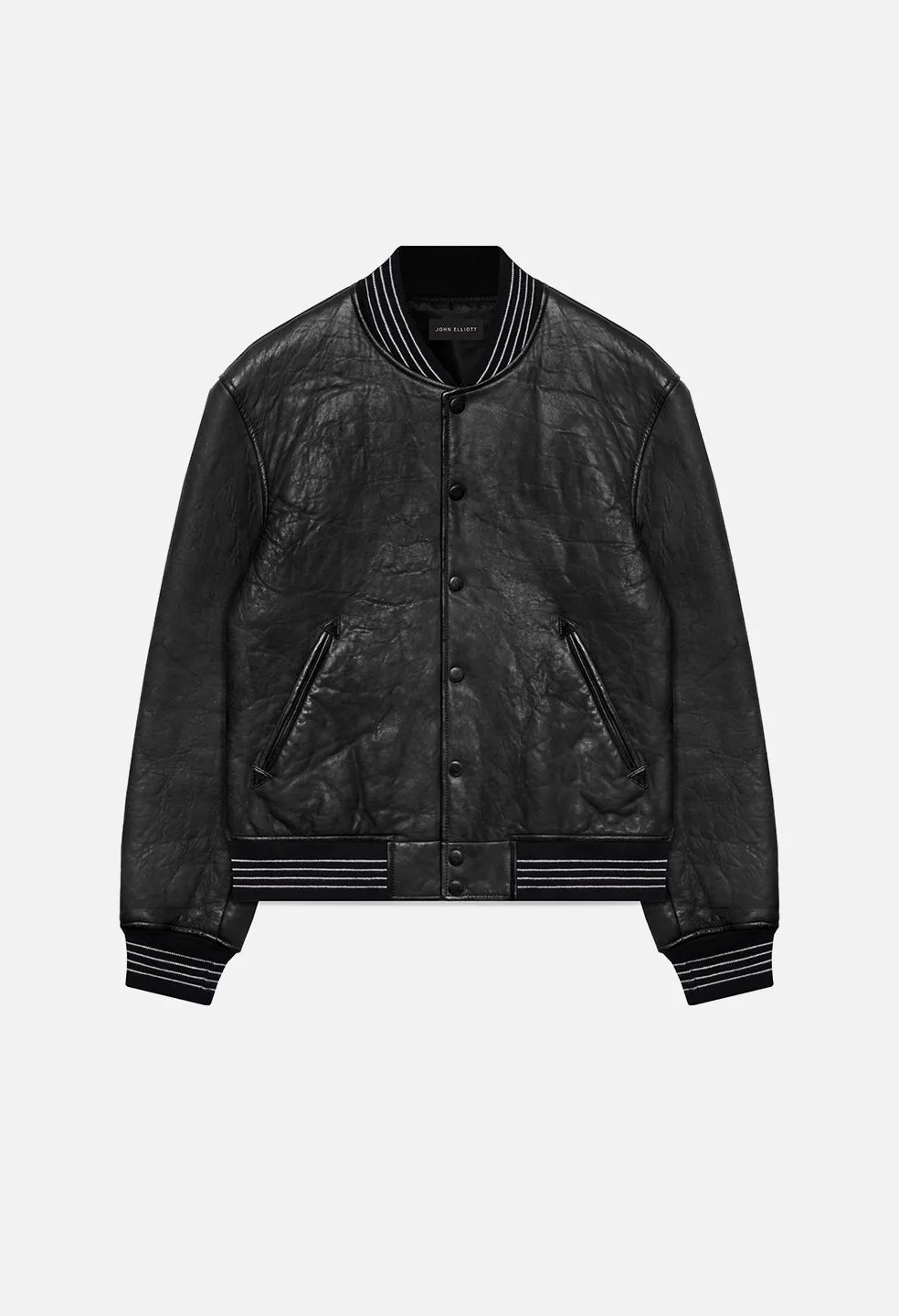 Leather Stadium Jacket / Black