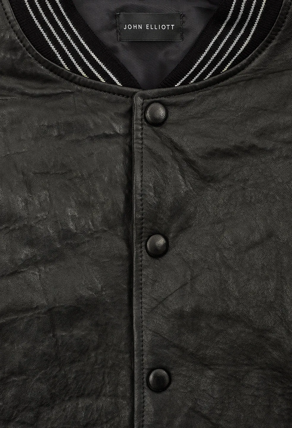 Leather Stadium Jacket / Black