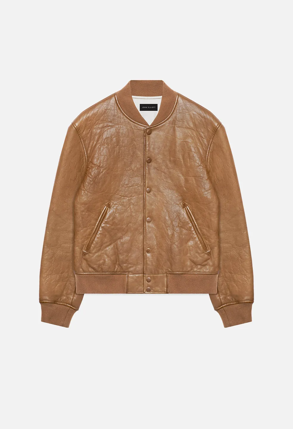 Leather Stadium Jacket / Brown