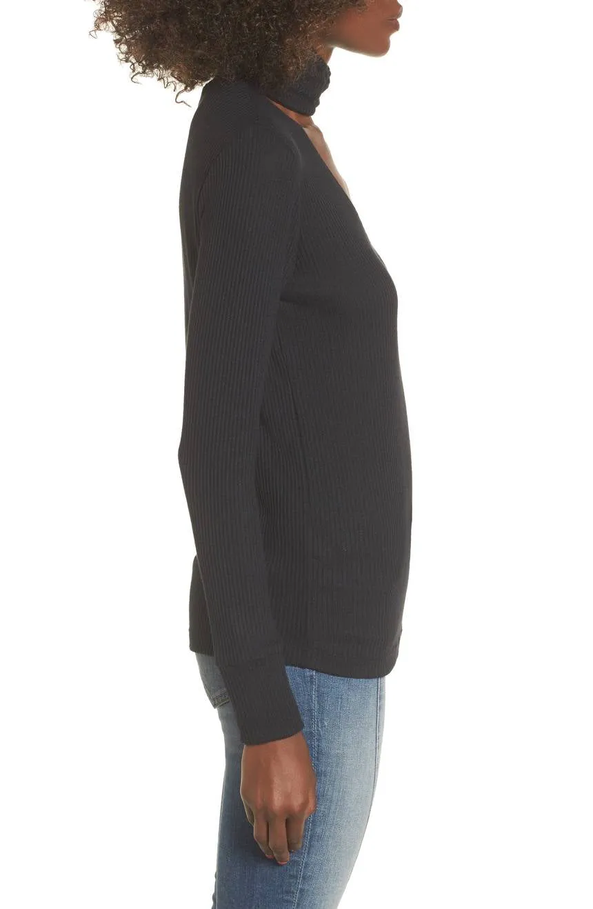 LNA Laced Up Turtleneck Long Sleeve Tee