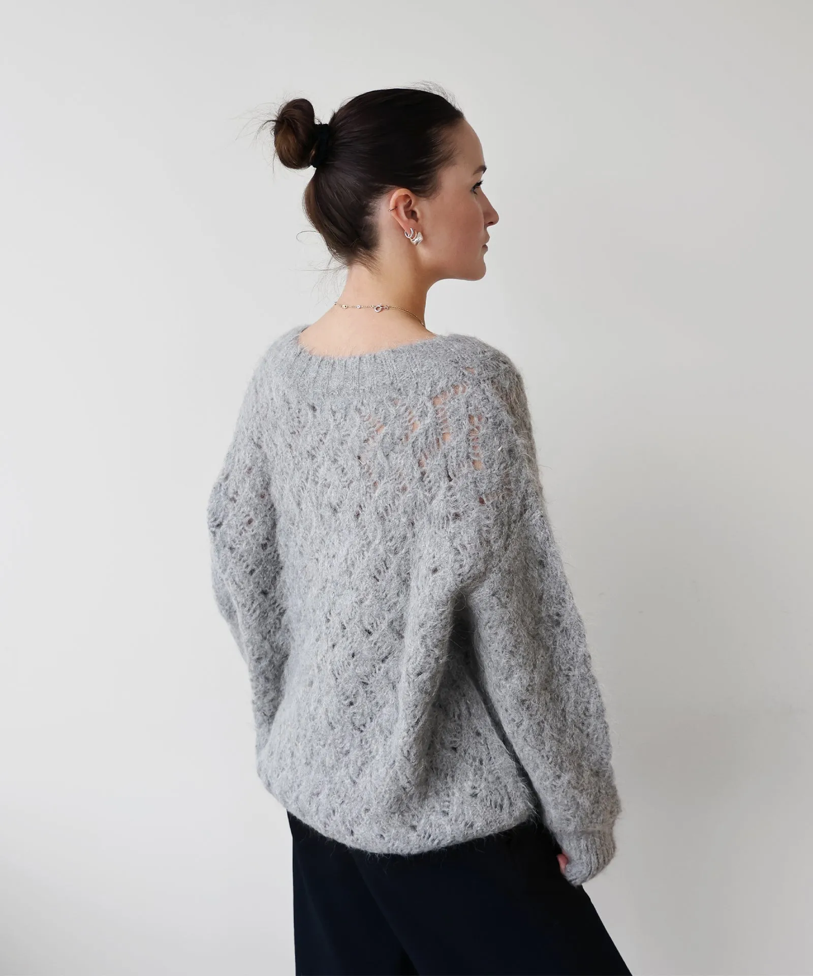 Lofty Alpaca Open Stitch V-Neck