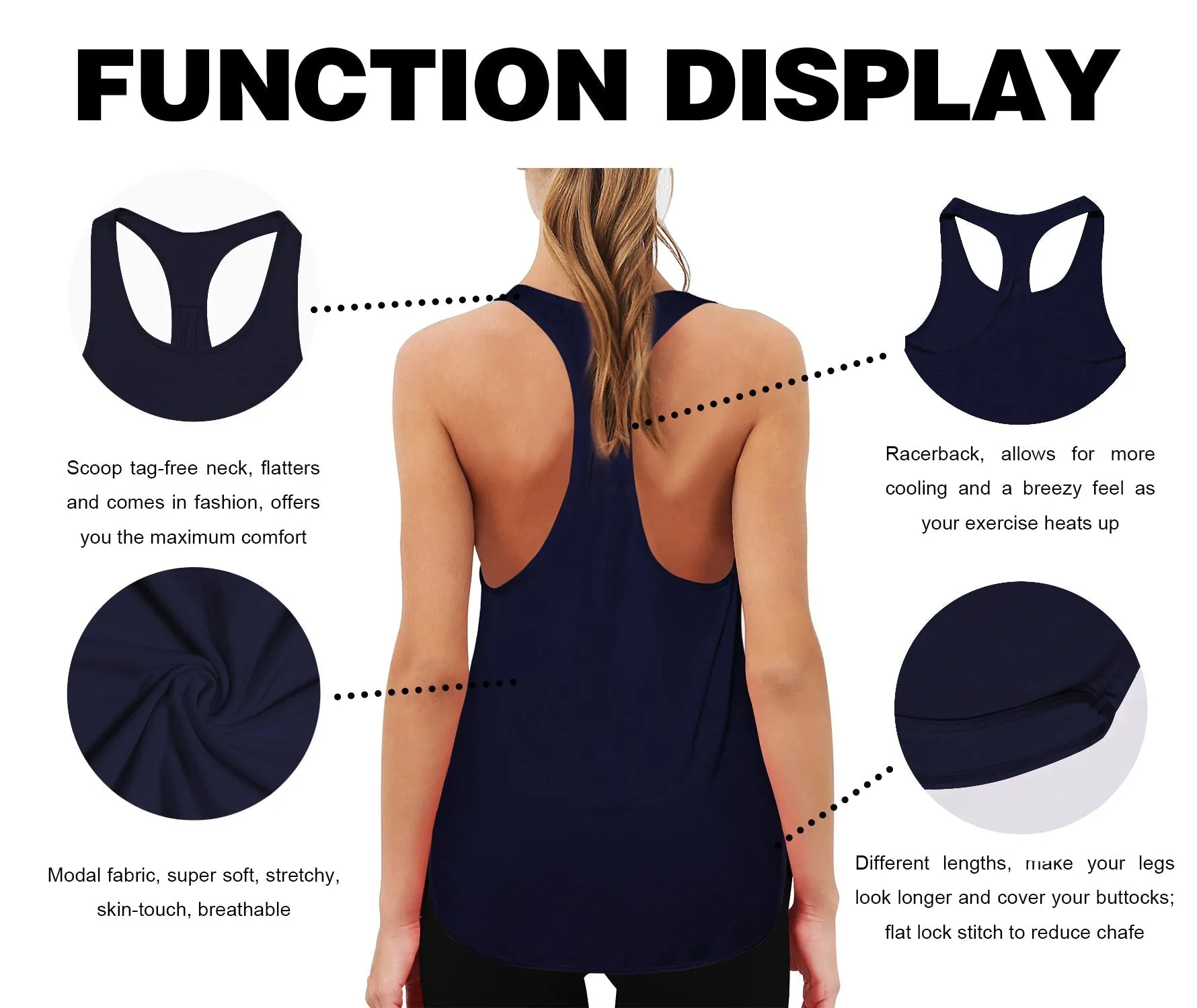 Loose Fit Racerback Tank Top darknavy_yogastudio