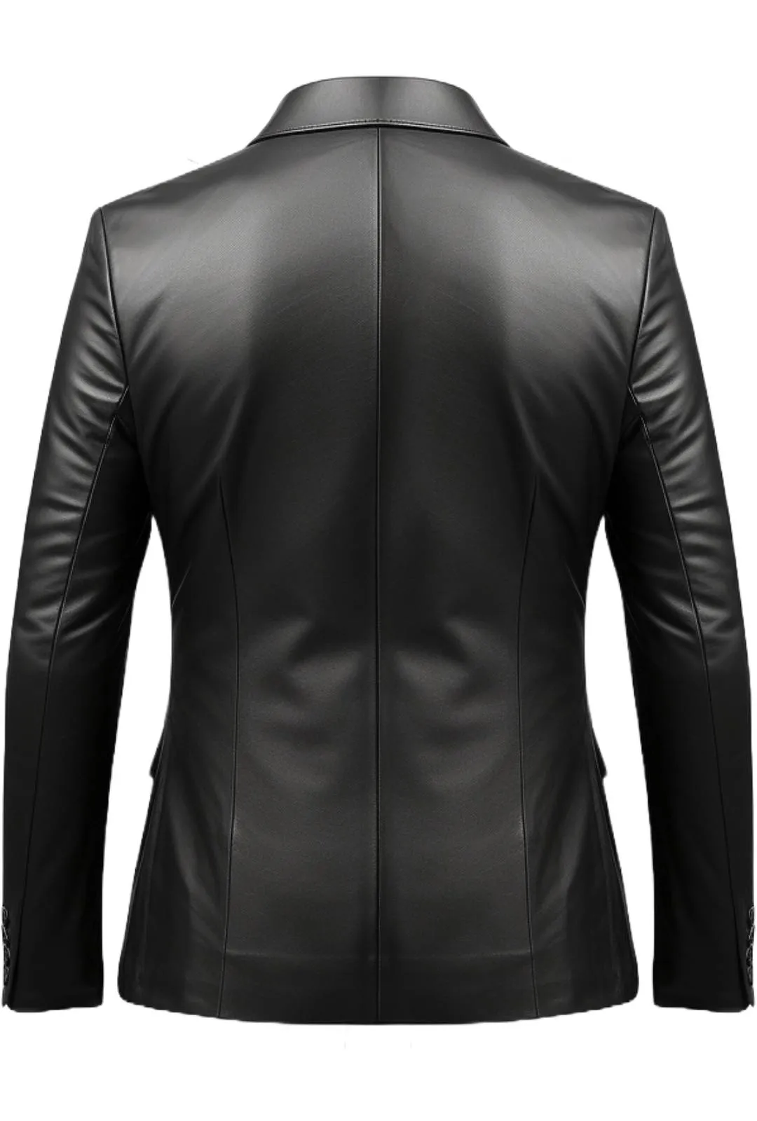 Men Two Button Black Leather Blazer