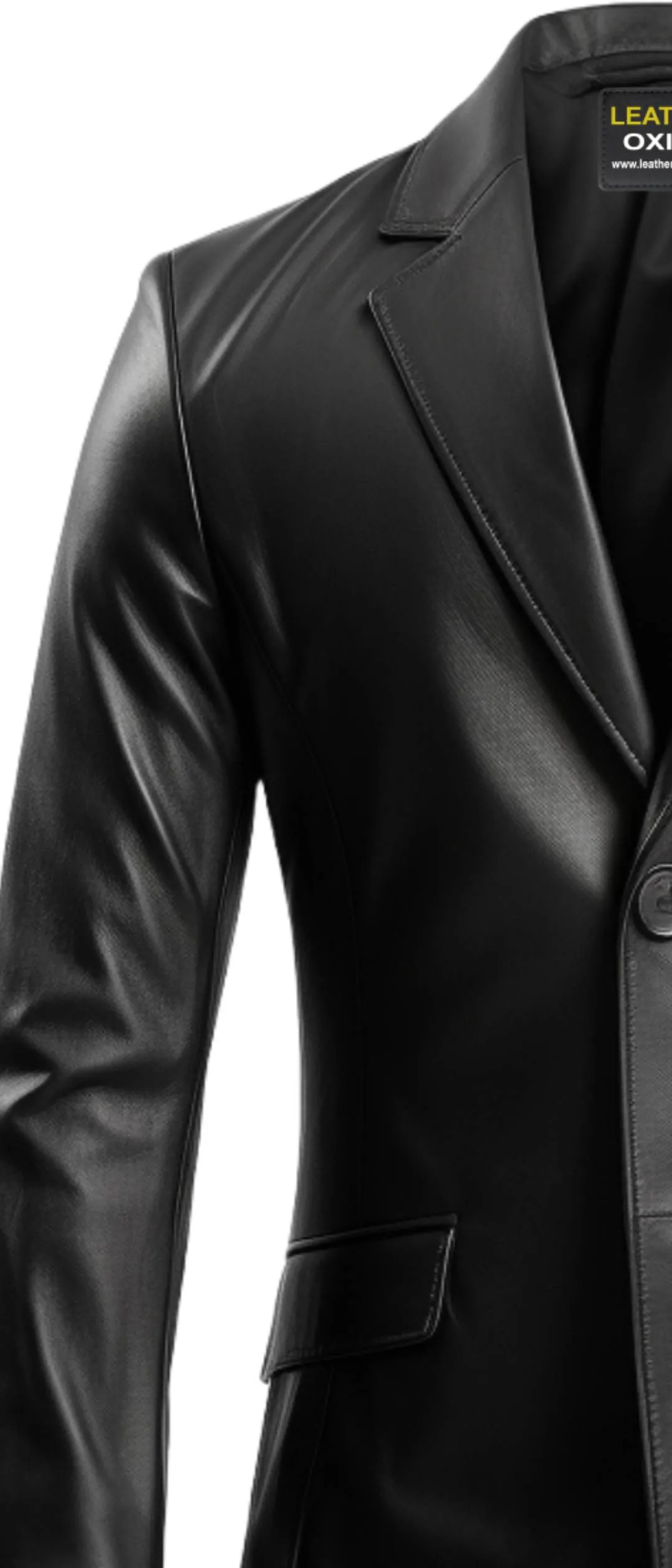 Men Two Button Black Leather Blazer