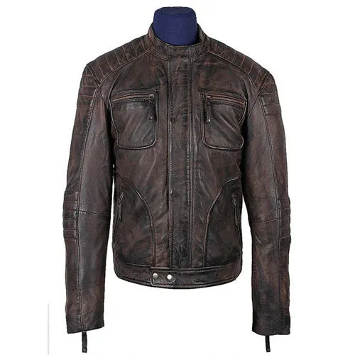 Men's Benton Distressed moto style Leather Jacket