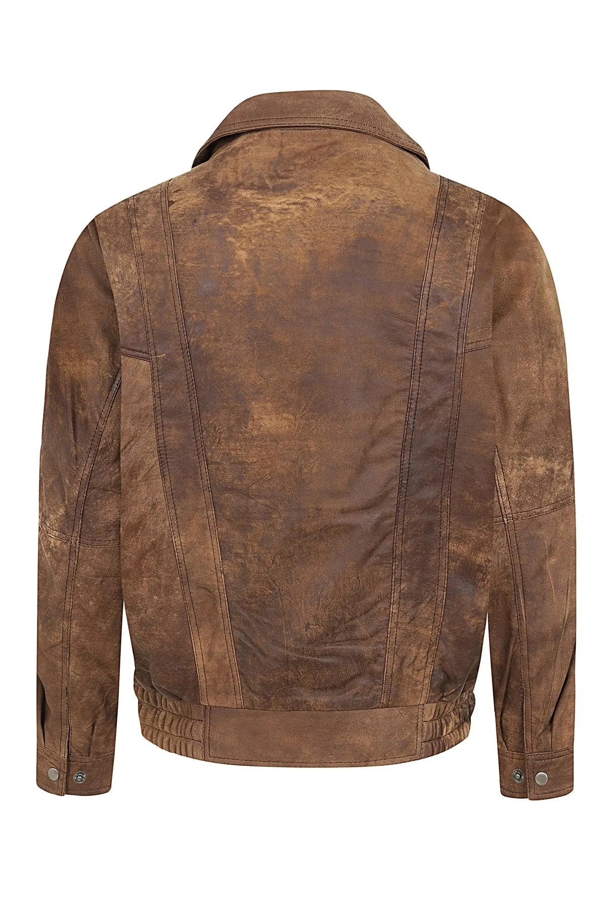 Men's Brown Buff Real Leather Classic Blouson Jacket - 'PAUL'