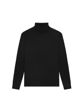 Men's Regenerative Merino Wool Turtleneck Sweater—black