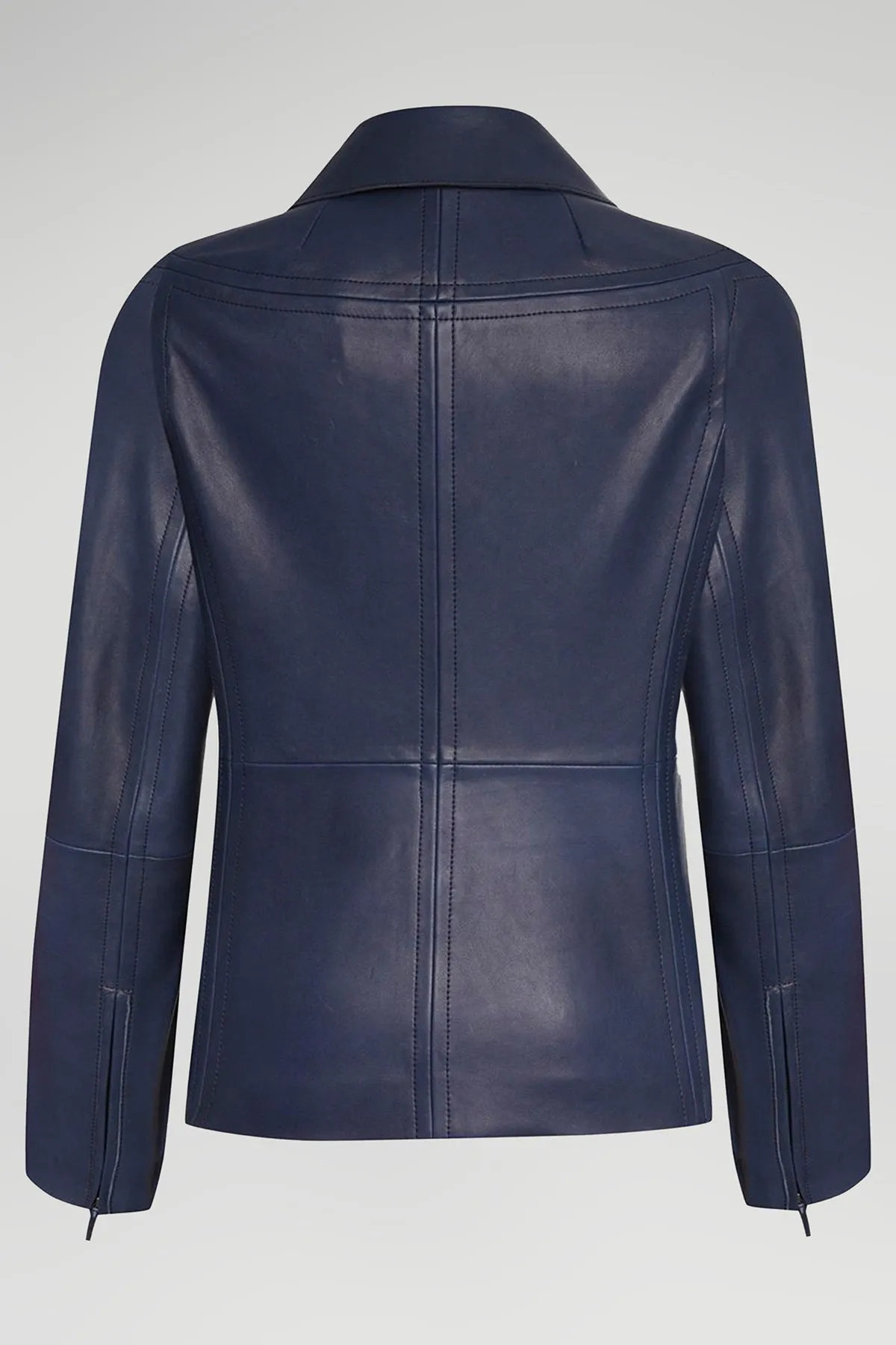 Mila - Navy Leather Jacket