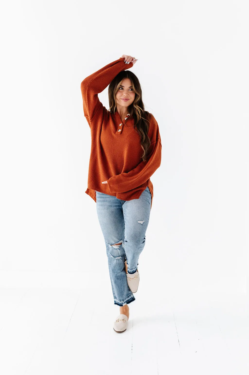 Minnie Henley Sweater in Rust