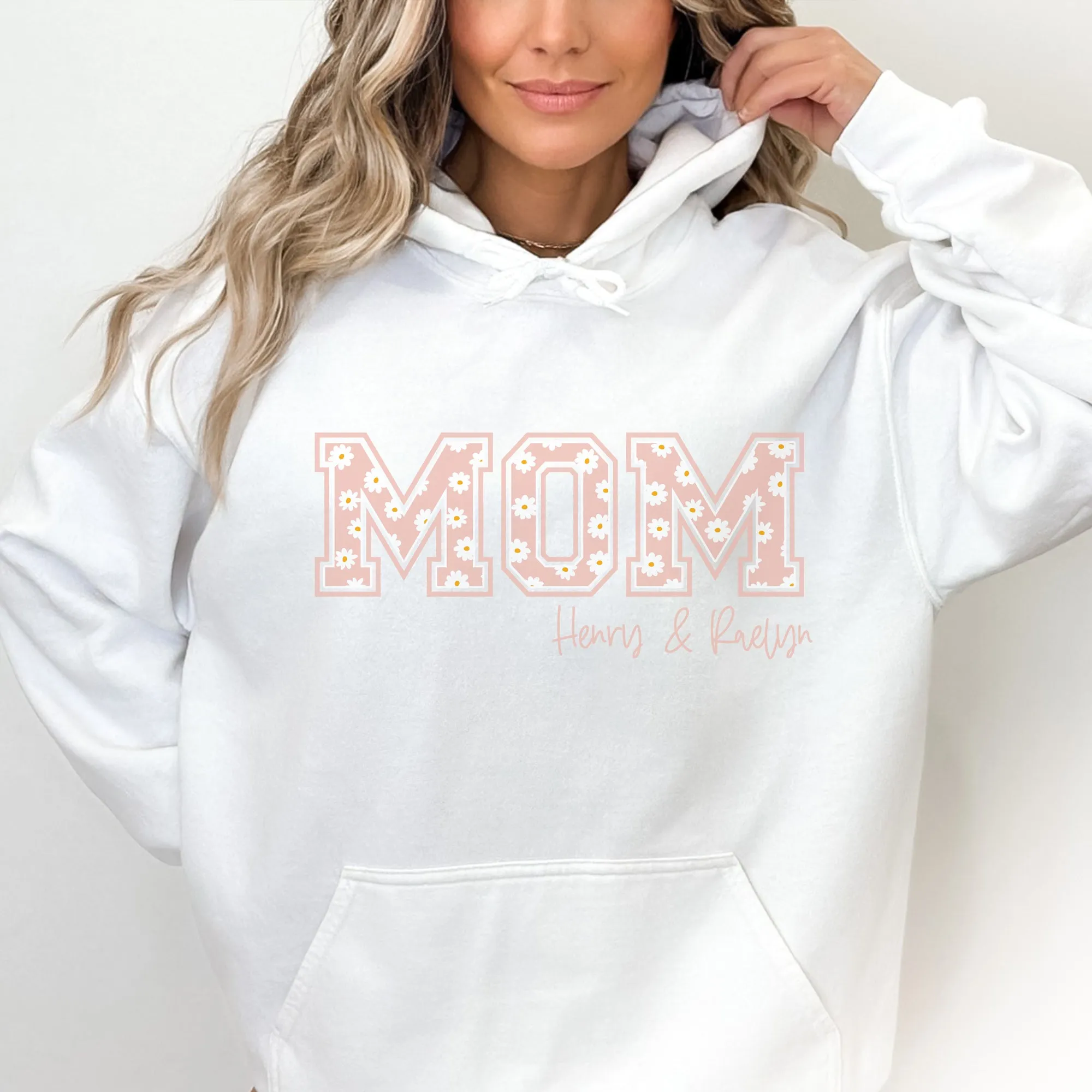 MOM Pink Daisy -  PERSONALIZED HOODIE/CREWNECK