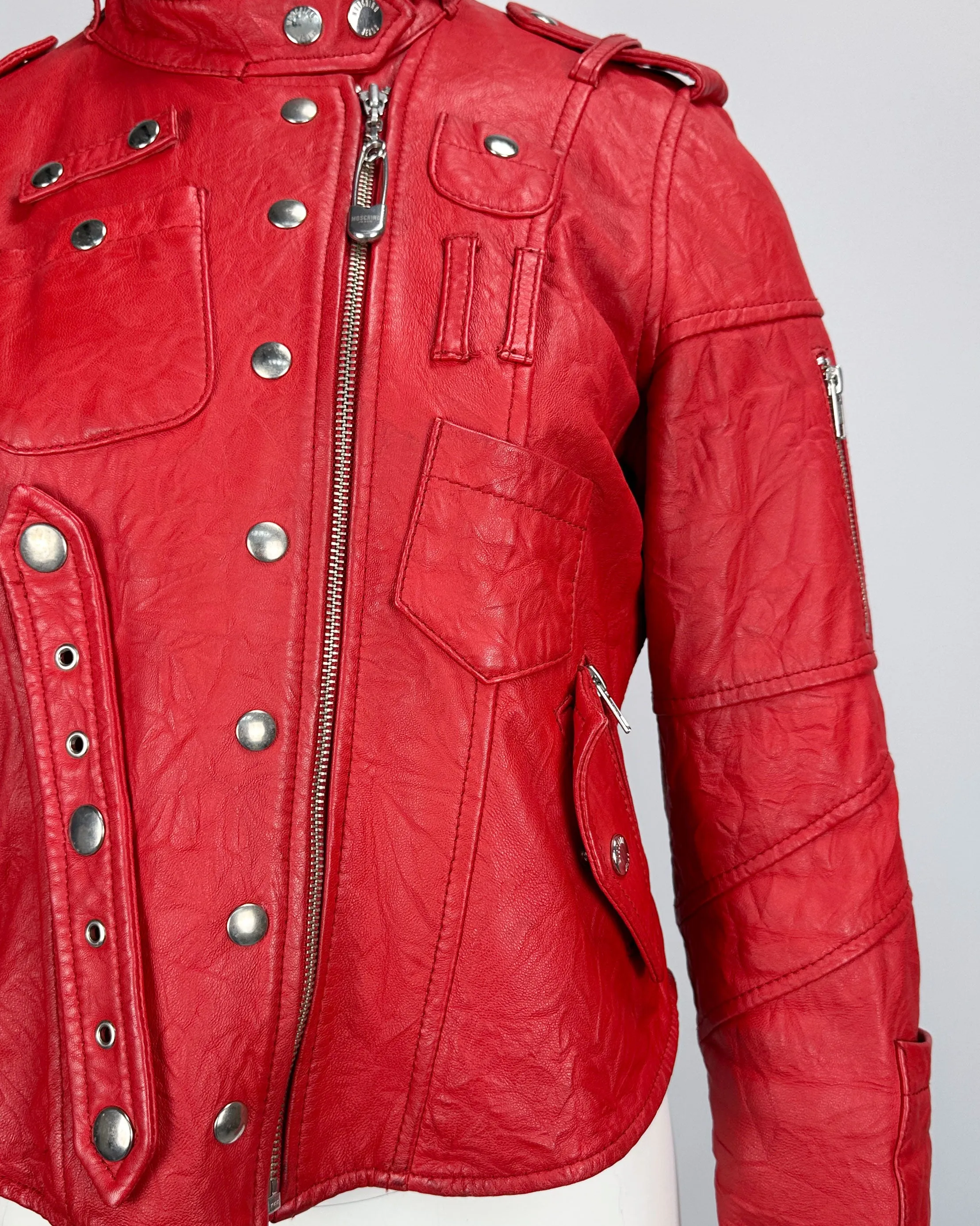 Moschino Bondage Red Leather Jacket  2000's