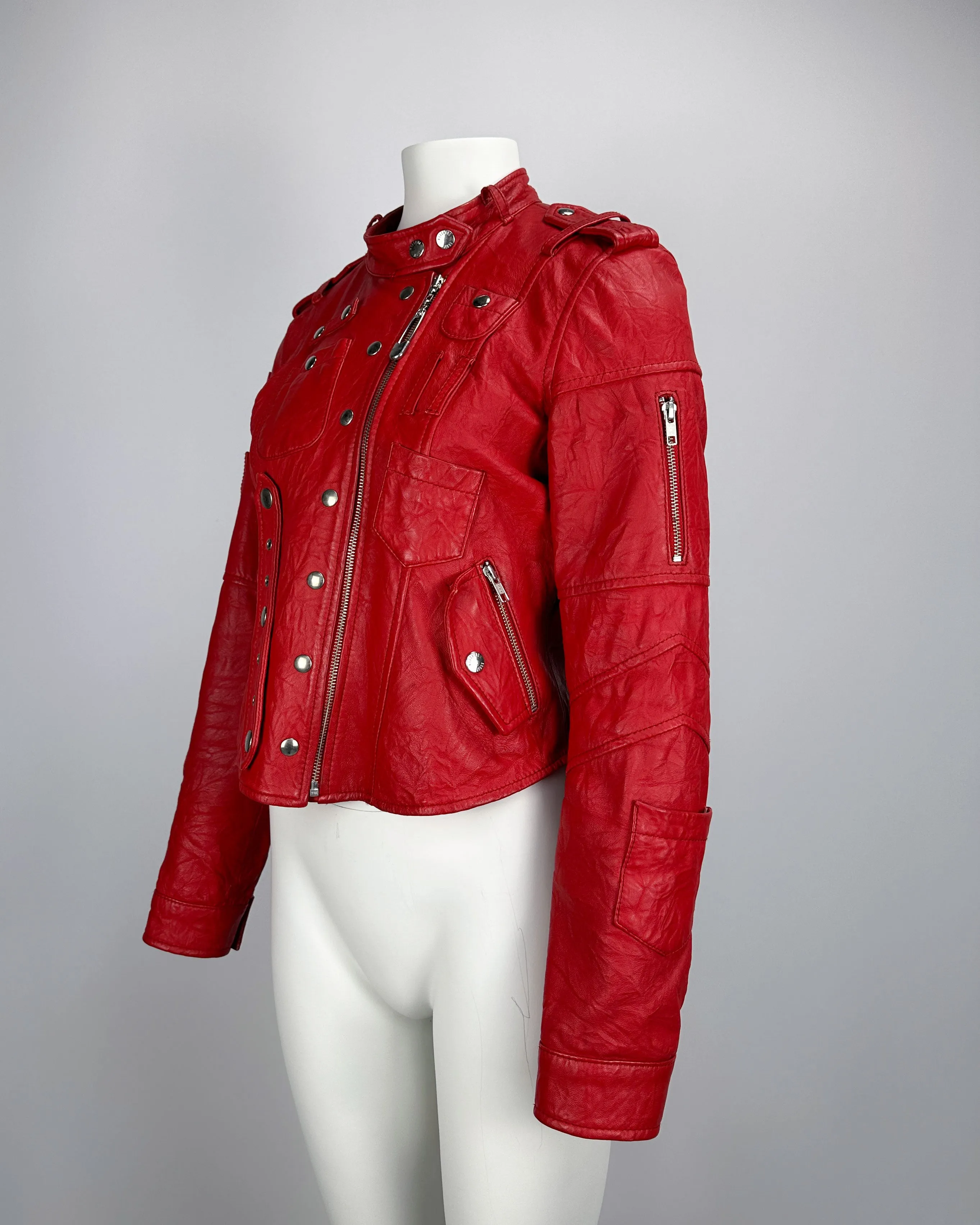 Moschino Bondage Red Leather Jacket  2000's