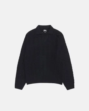 OPEN KNIT COLLARED SWEATER