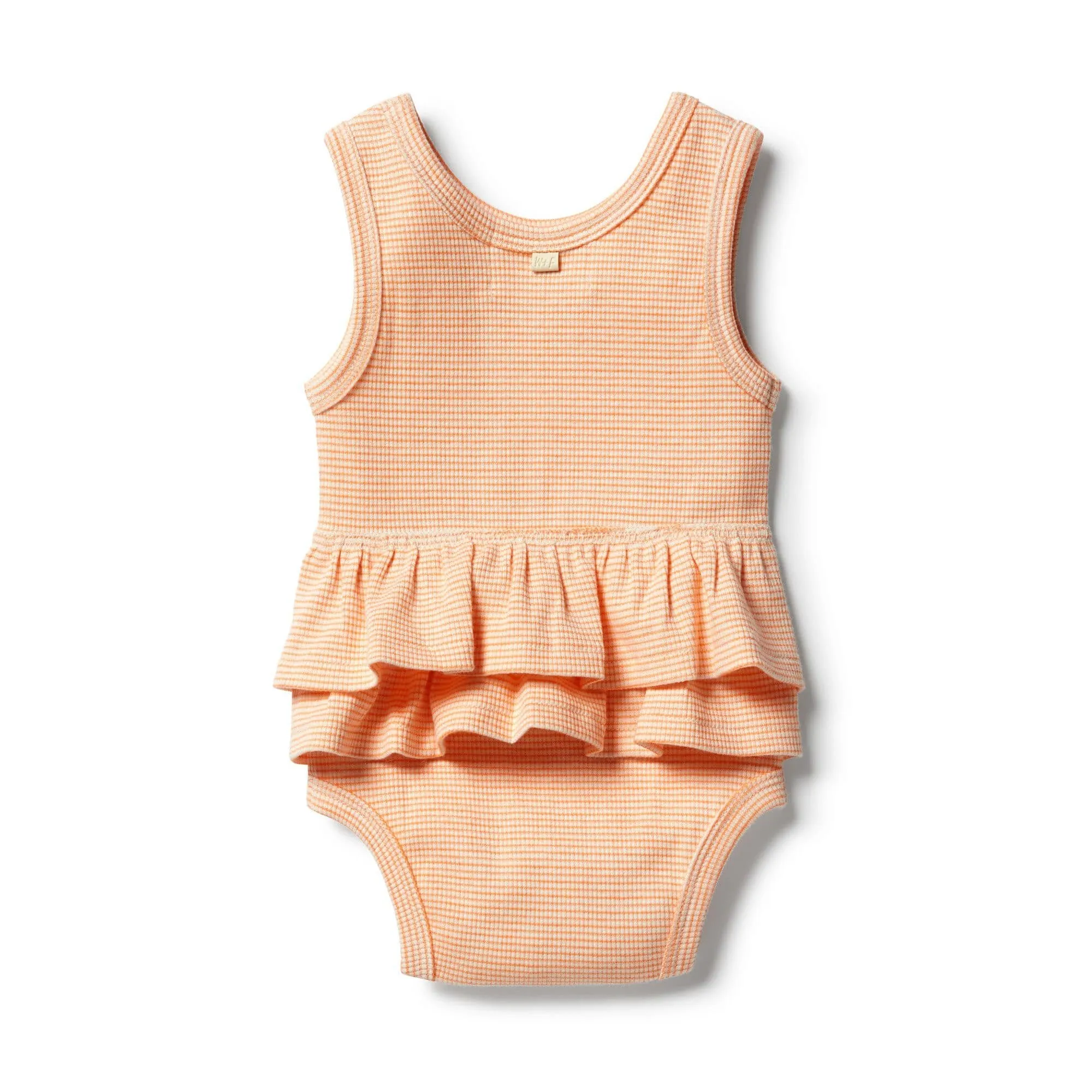 Organic Stripe Rib Ruffle Bodysuit - Marigold