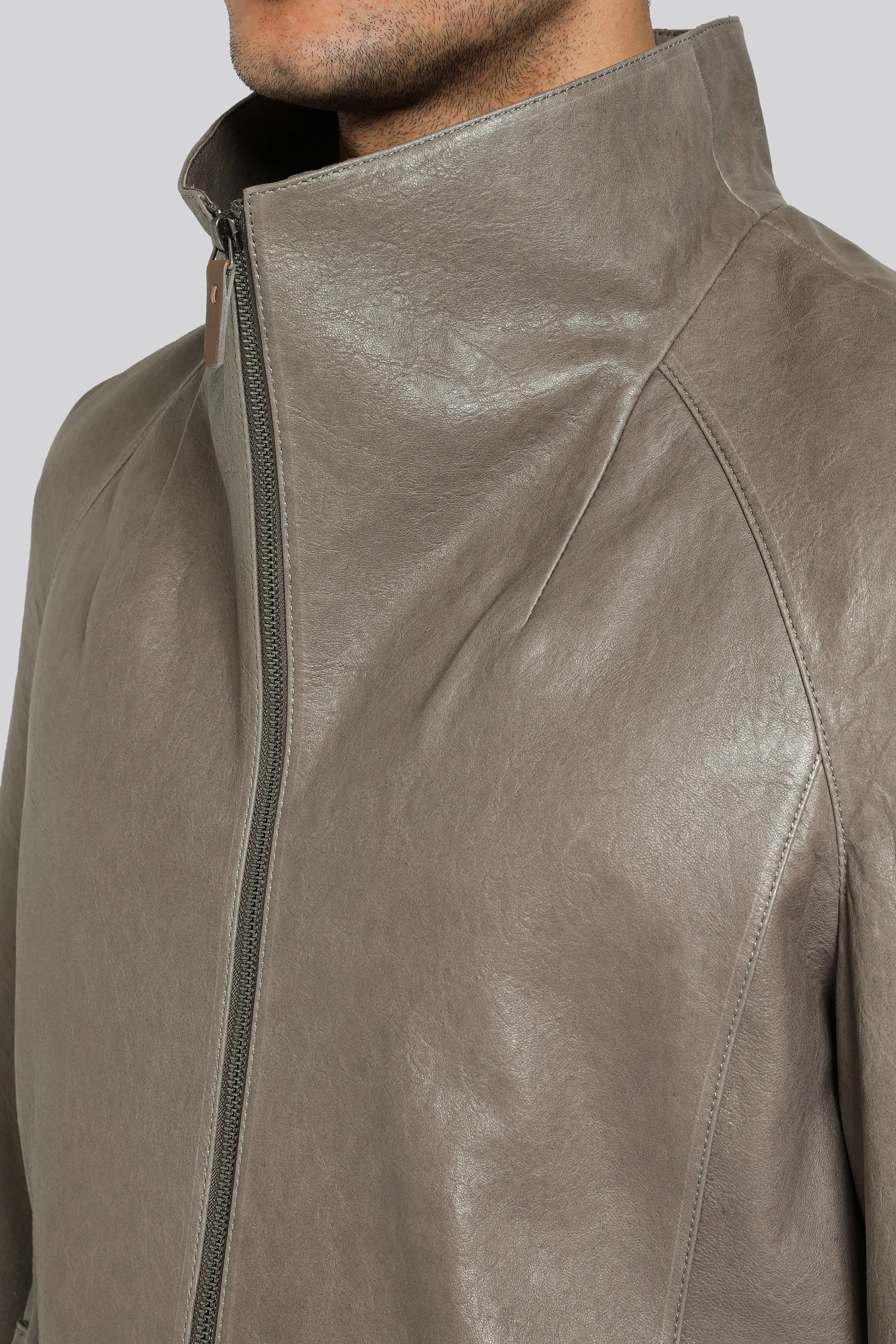 Pierre - Grey Leather Jacket