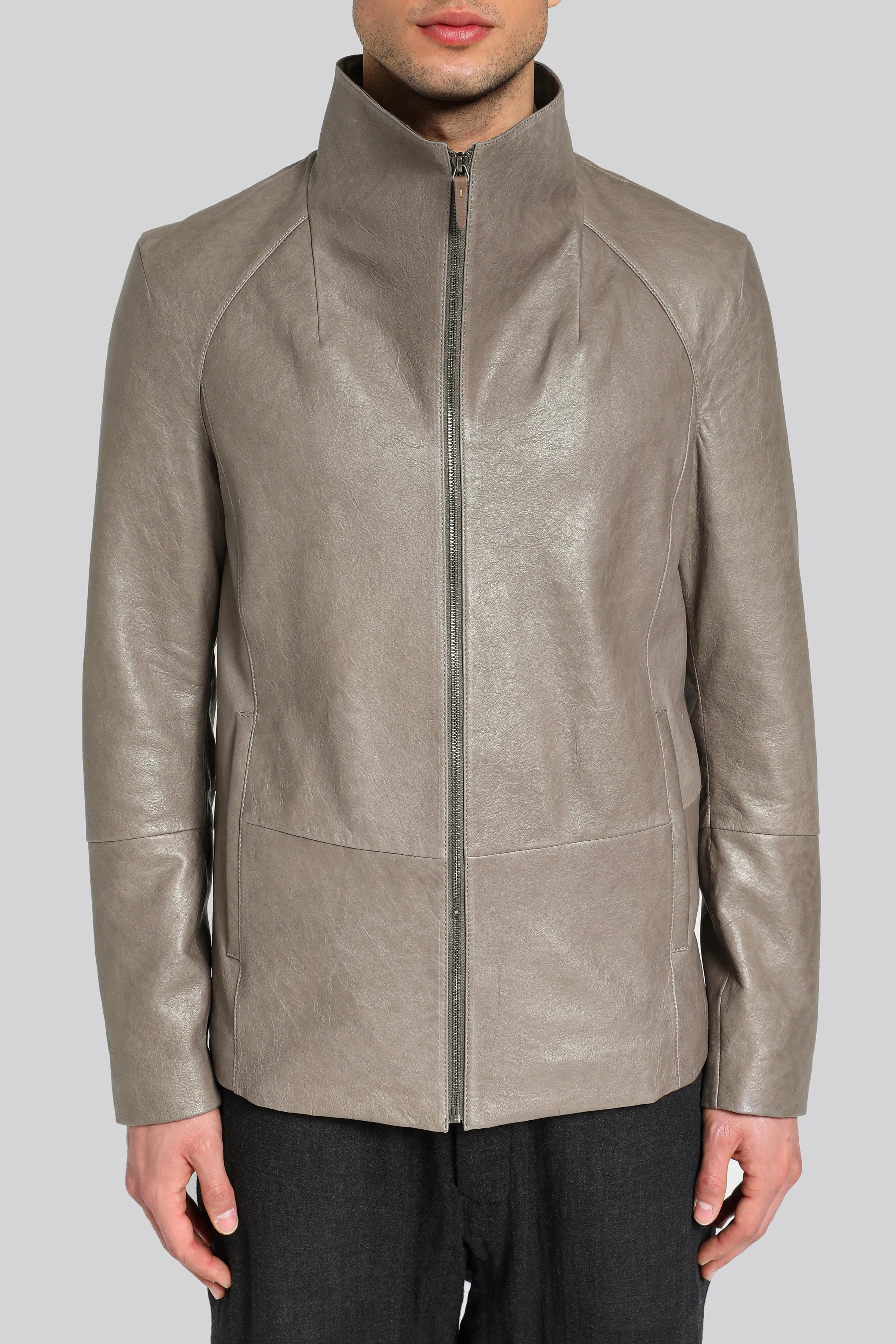 Pierre - Grey Leather Jacket