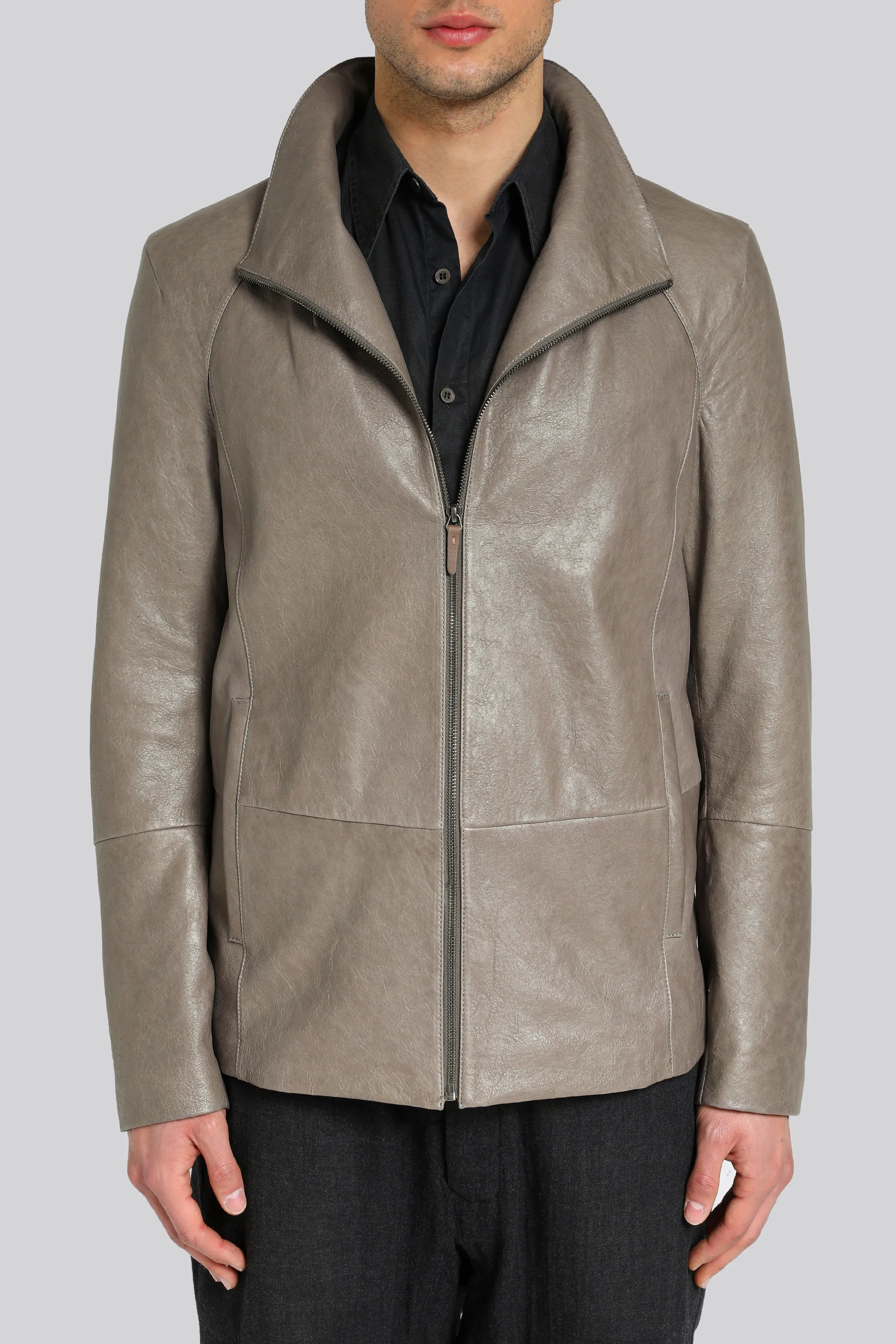 Pierre - Grey Leather Jacket