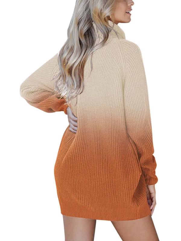 Pinkqueen Oversized Sweater Dress Long Sleeve Turtleneck Dress