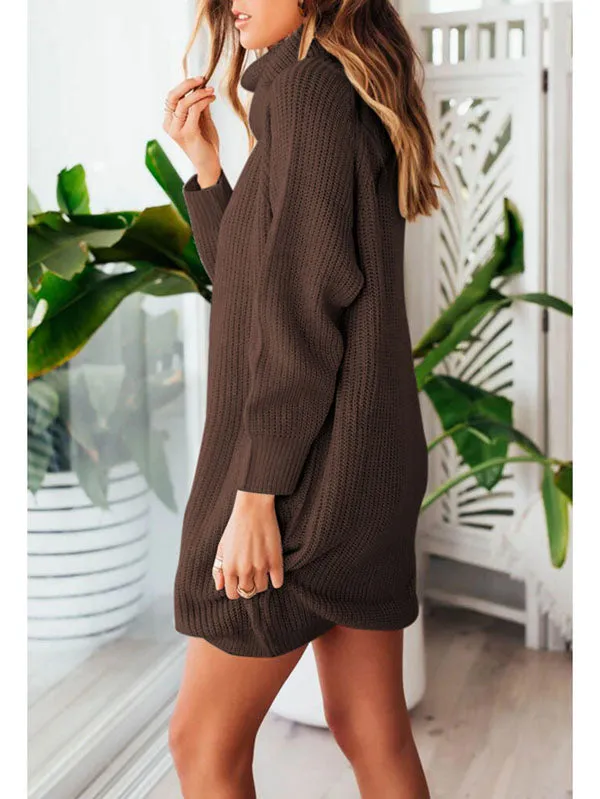 Pinkqueen Oversized Sweater Dress Long Sleeve Turtleneck Dress