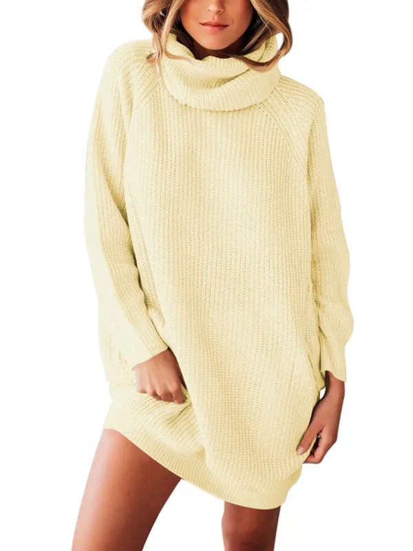 Pinkqueen Oversized Sweater Dress Long Sleeve Turtleneck Dress