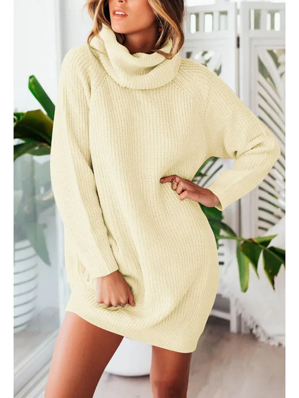 Pinkqueen Oversized Sweater Dress Long Sleeve Turtleneck Dress