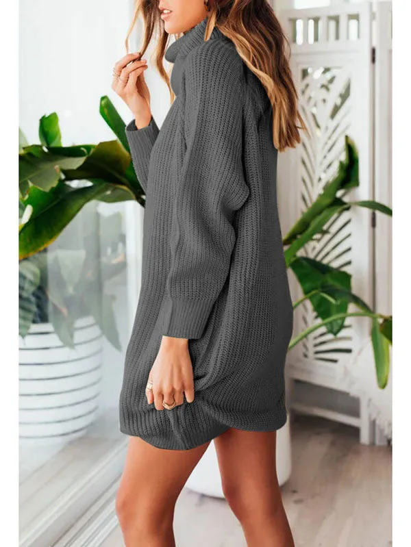 Pinkqueen Oversized Sweater Dress Long Sleeve Turtleneck Dress