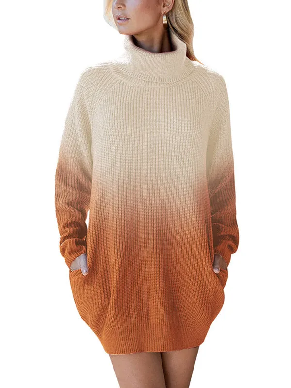 Pinkqueen Oversized Sweater Dress Long Sleeve Turtleneck Dress