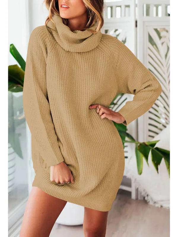 Pinkqueen Oversized Sweater Dress Long Sleeve Turtleneck Dress