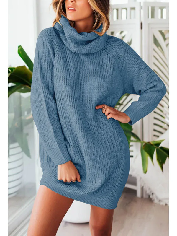 Pinkqueen Oversized Sweater Dress Long Sleeve Turtleneck Dress